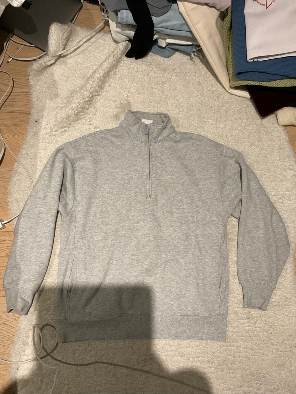 Aritzia Women's Light Gray Half-Zip Sweater